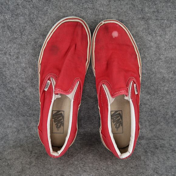 Vans Shoes Womens 8.5 Classic Slip On Sneakers Red Canvas Casual Skate Retro - Picture 6 of 12